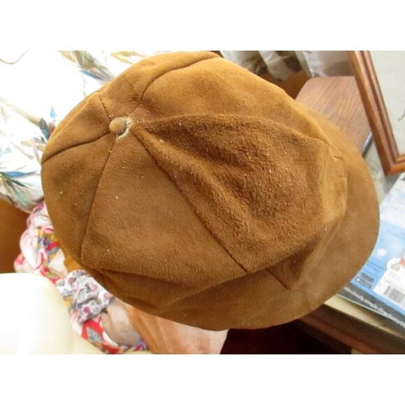 True Vtg 50s SUEDE LEATHER PATIAN Hat Newsboy Cabbie Cap SMALL - Picture 4 of 5